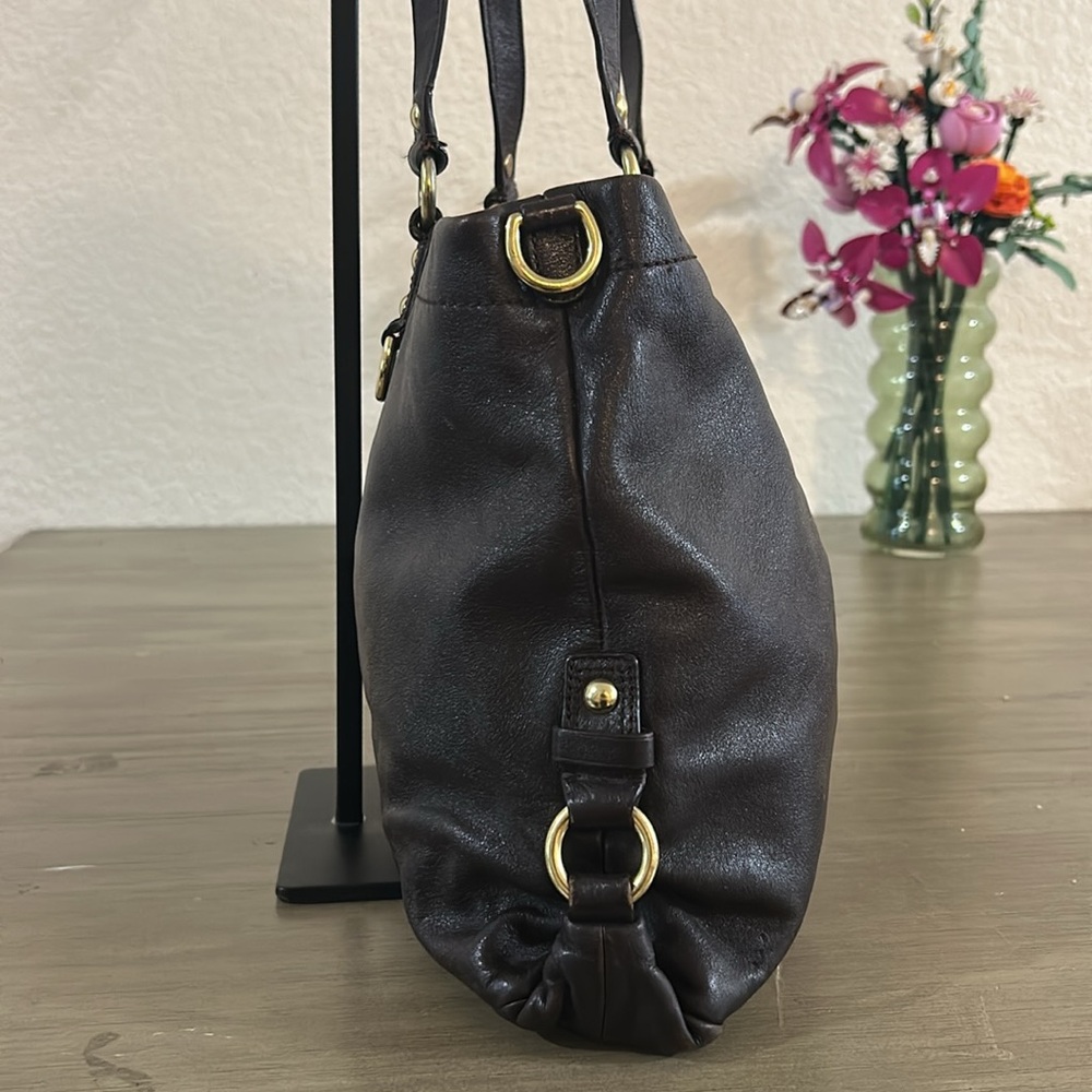 Coach F15513 Brown Leather Ashley Shoulder Bag Handbag Tote Purse - Picture 5 of 13